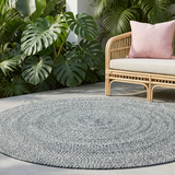 Hazel Grey Round PET Indoor Outdoor Rug