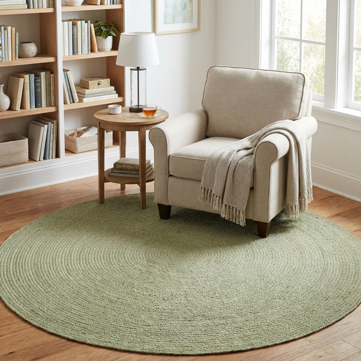 Hazel Sage Round PET indoor outdoor Rug