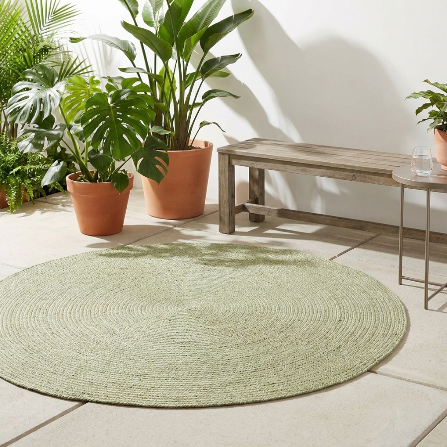 Hazel Sage Round PET Indoor Outdoor Rug