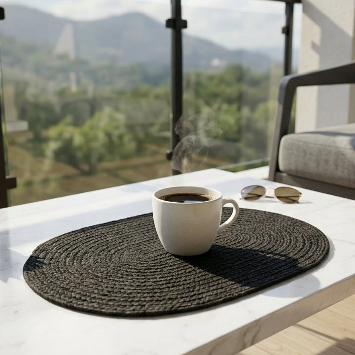 Hazel Black Oval PET Placemats