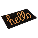 Hello Black And Natural PVC Backed Coir Doormat - Fab Habitat , Doormats, 