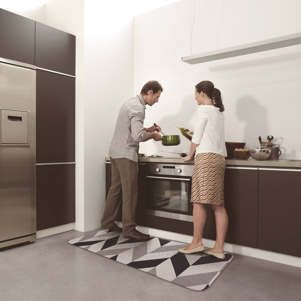 Herringbone Navy Soft Padded Kitchen Mat - Fab Habitat , Soft Padded Kitchen Mats, 
