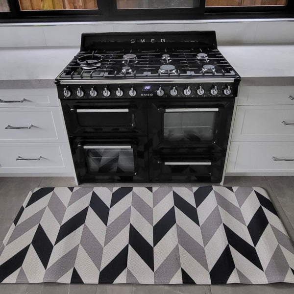 Herringbone Navy Soft Padded Kitchen Mat - Fab Habitat , Soft Padded Kitchen Mats, 