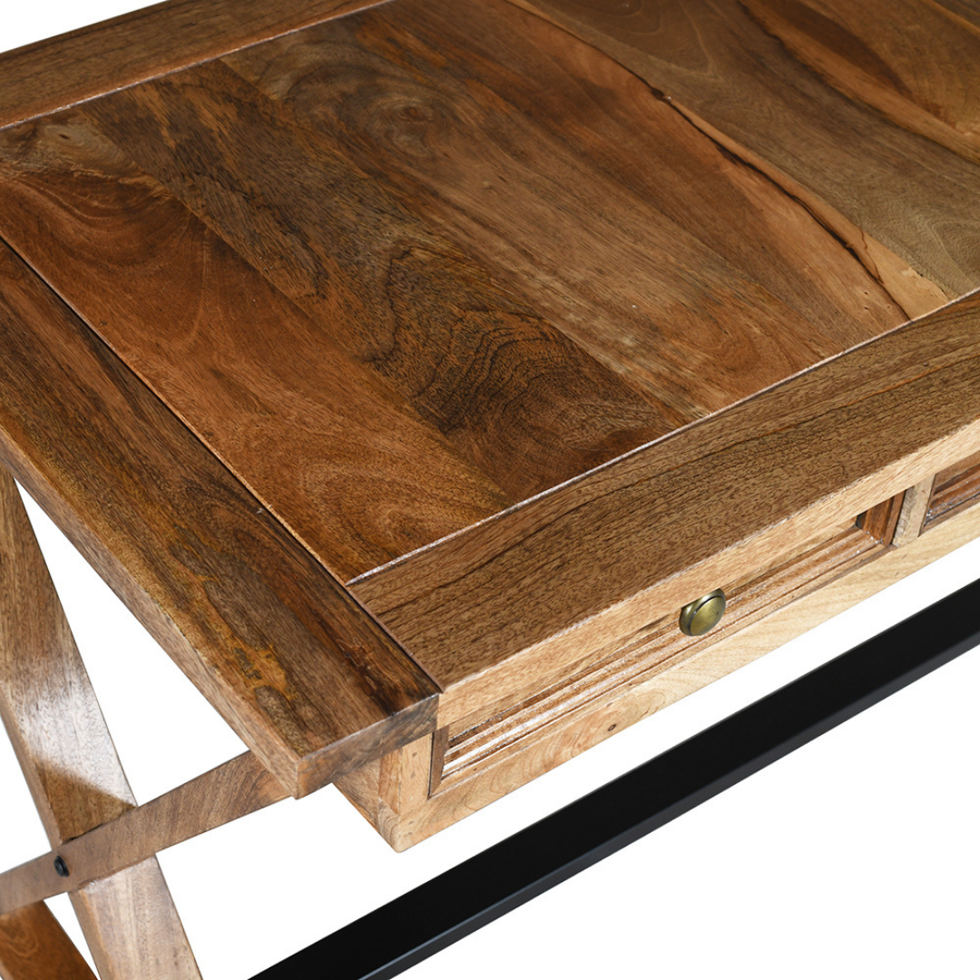 Holmes 3 Drawers Natural Wooden Modern Study Home Office Desk - 142cm - Fab Habitat , Study Desks, 
