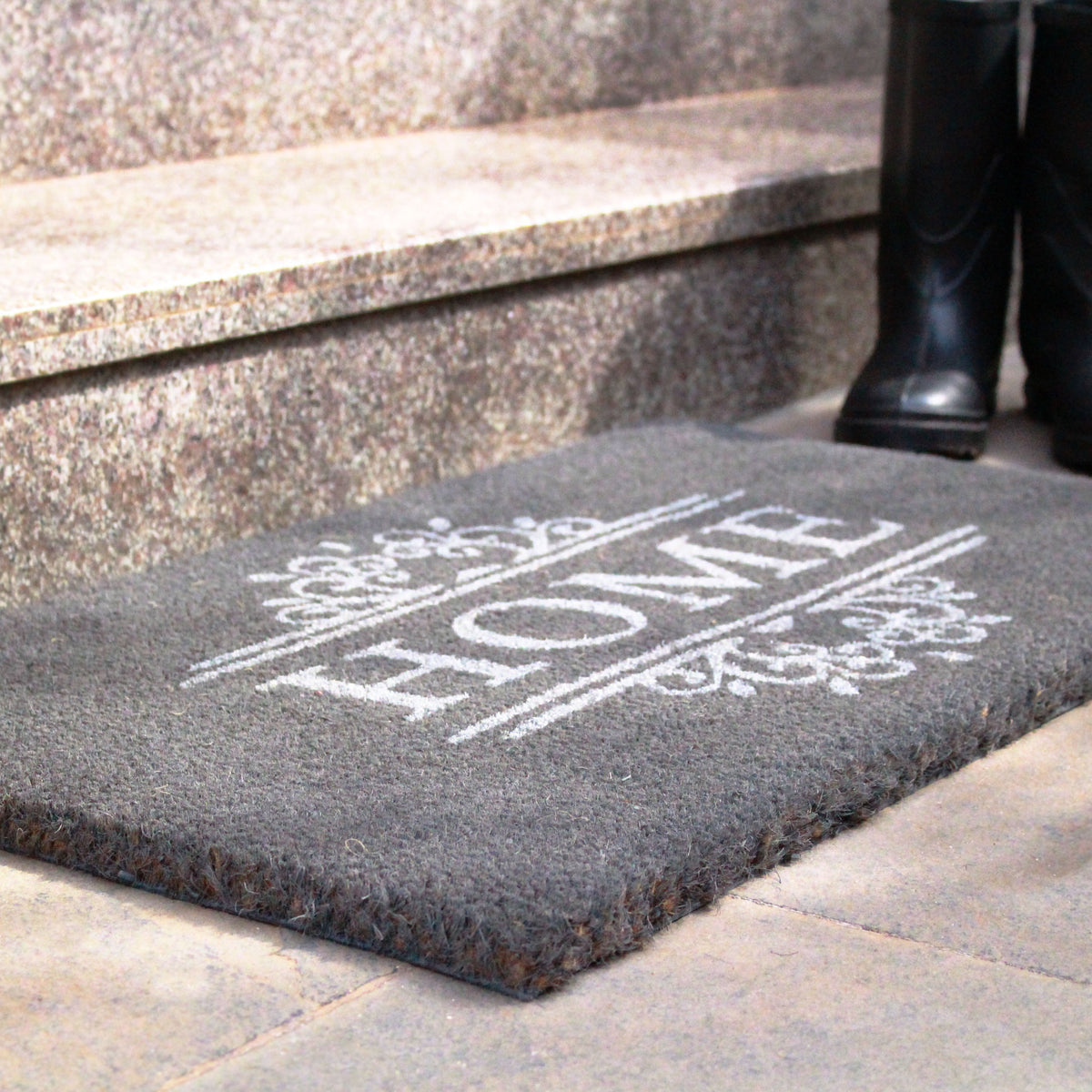 Dark Grey PVC Backed Home Long Front Door Mat - Fab Habitat , Doormats, 