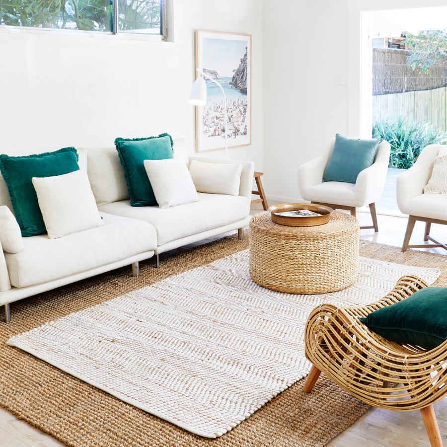 IBIS White Large Jute Rug for Living Room - Fab Habitat , Jute Rug, 