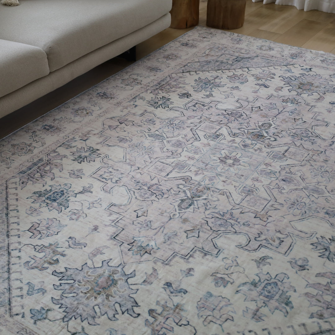 Santiago Traditional Machine Washable Large Grey Rug - Fab Habitat , Machine Washable Rugs, [product_size],