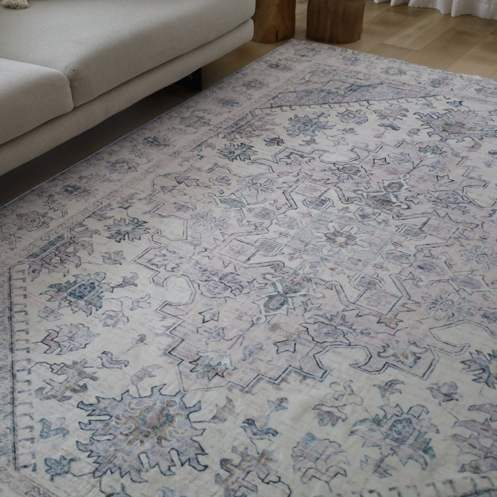 Santiago Traditional Machine Washable Large Grey Rug - Fab Habitat , Machine Washable Rugs, [product_size],