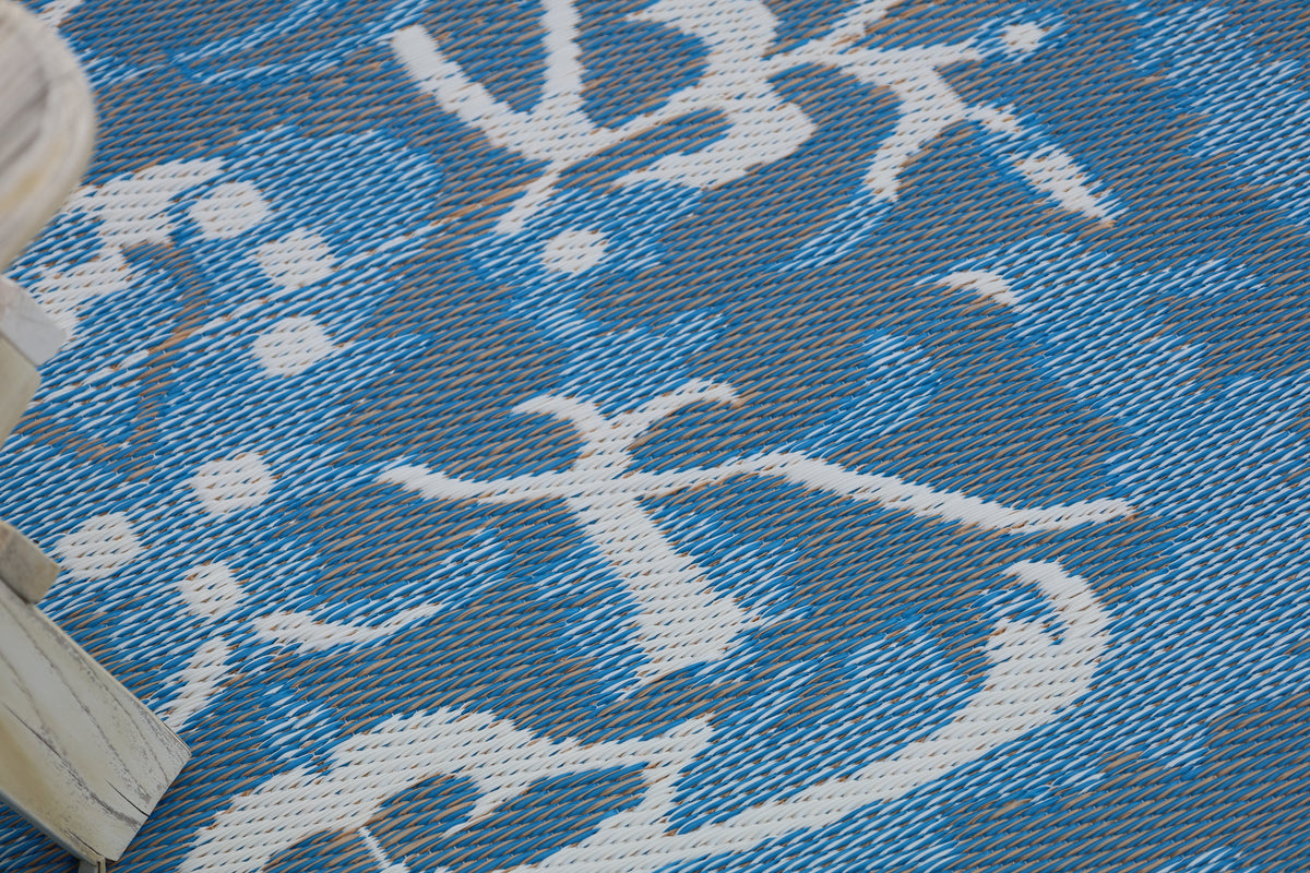 Nain Blue Recycled Plastic Outdoor Rug - Fab Habitat , Recycled Plastic Rugs & Mats, 