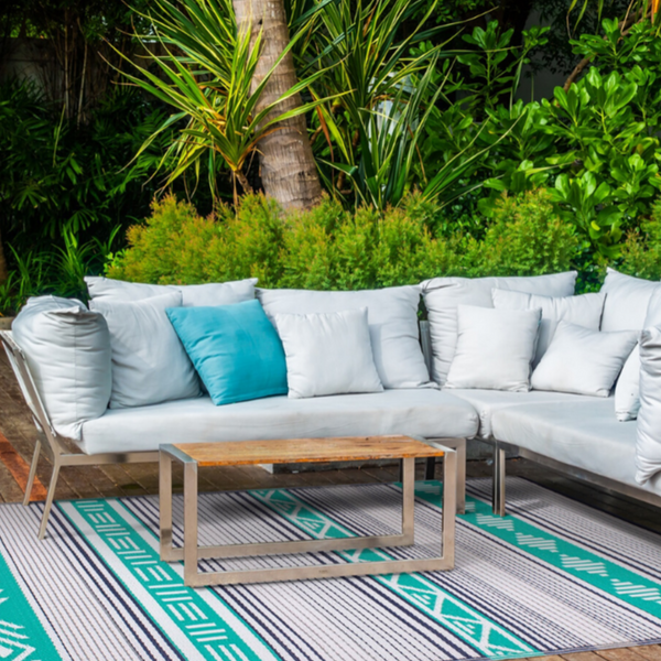 Ibiza Multicoloured Recycled Plastic Reversible Large Outdoor Rug - Fab Habitat , Recycled Plastic Rugs & Mats, 