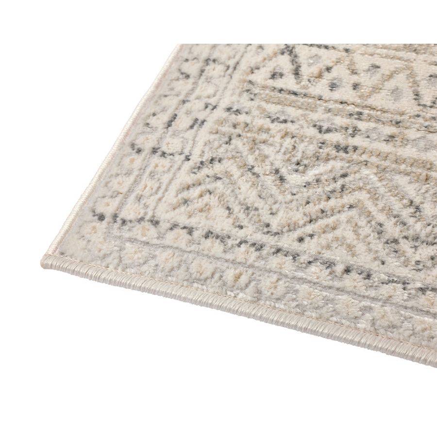 Ikop Light Grey and White Traditional Distressed Rug
