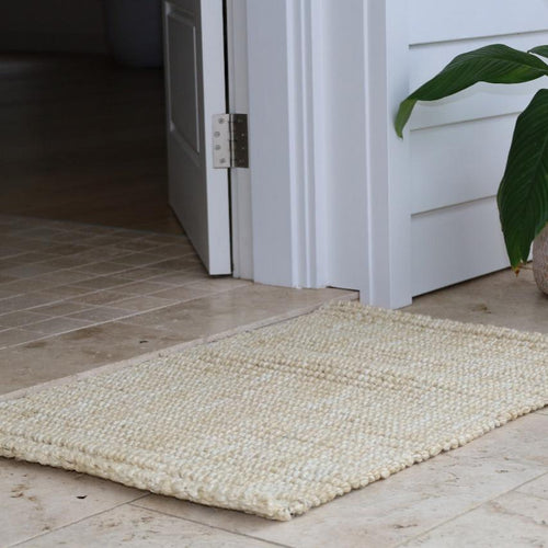 60 cm x 90 cm Indira Bleach Natural Jute Door Mat - Fab Habitat , Doormats,