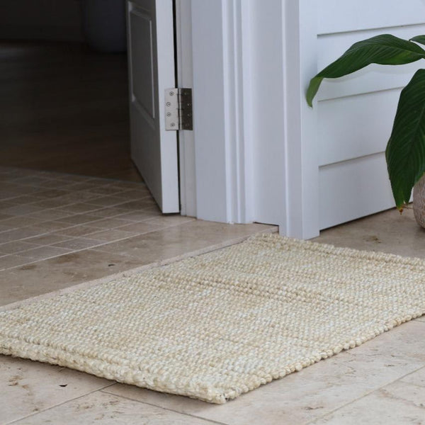 60 cm x 90 cm Indira Bleach Natural Jute Door Mat - Fab Habitat , Doormats,