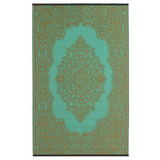 Istanbul Bronze and Aqua Traditional Large Rug - Fab Habitat , Recycled Plastic Rugs & Mats, 