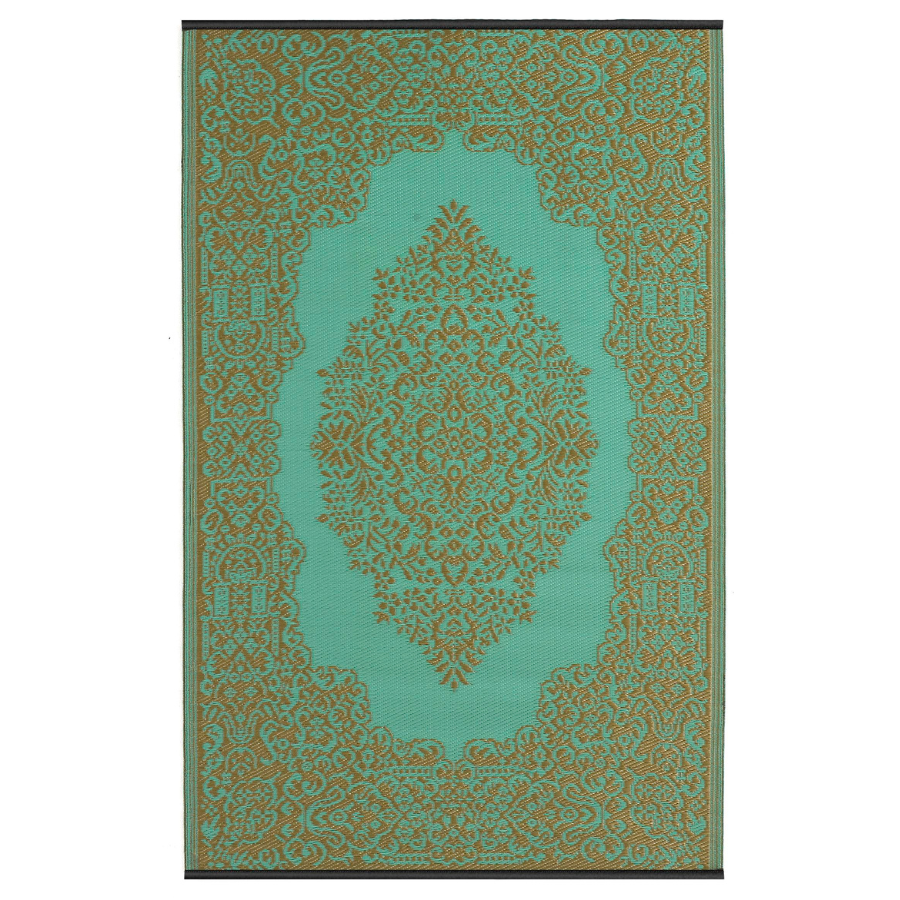 Istanbul Bronze and Aqua Traditional Large Rug - Fab Habitat , Recycled Plastic Rugs & Mats, 