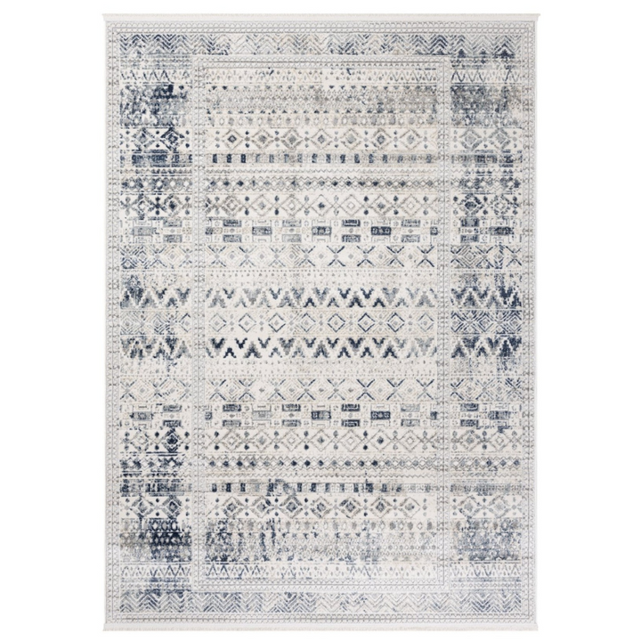 Izmir Navy and White Traditional Distrssed Extra Large Rug