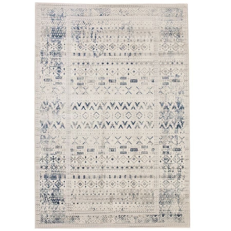 Izmir Navy and White Traditional Distressed Large Rug