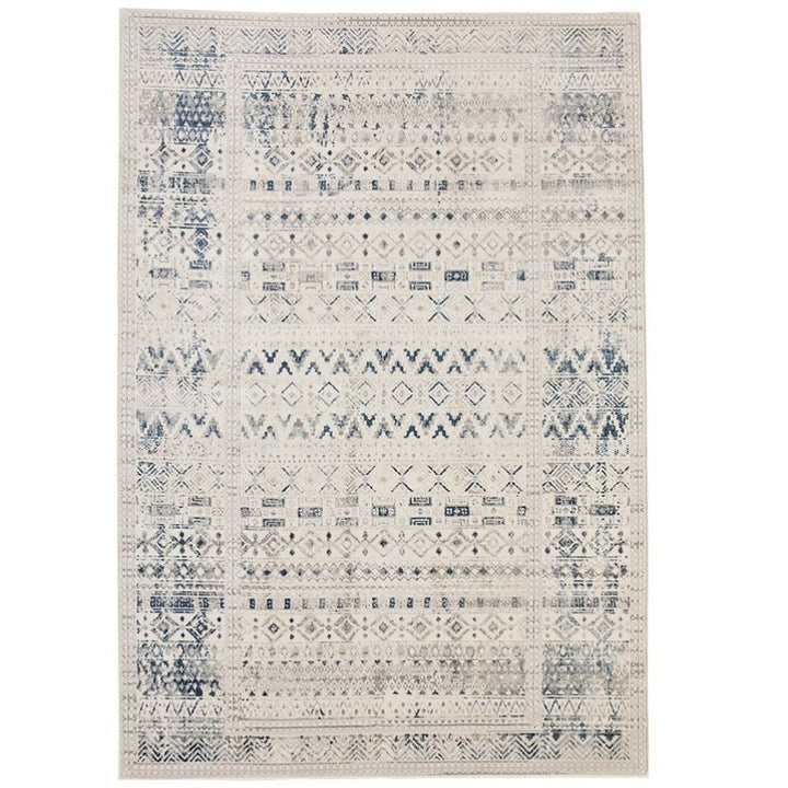 Izmir Navy and White Traditional Distrssed Large Rug