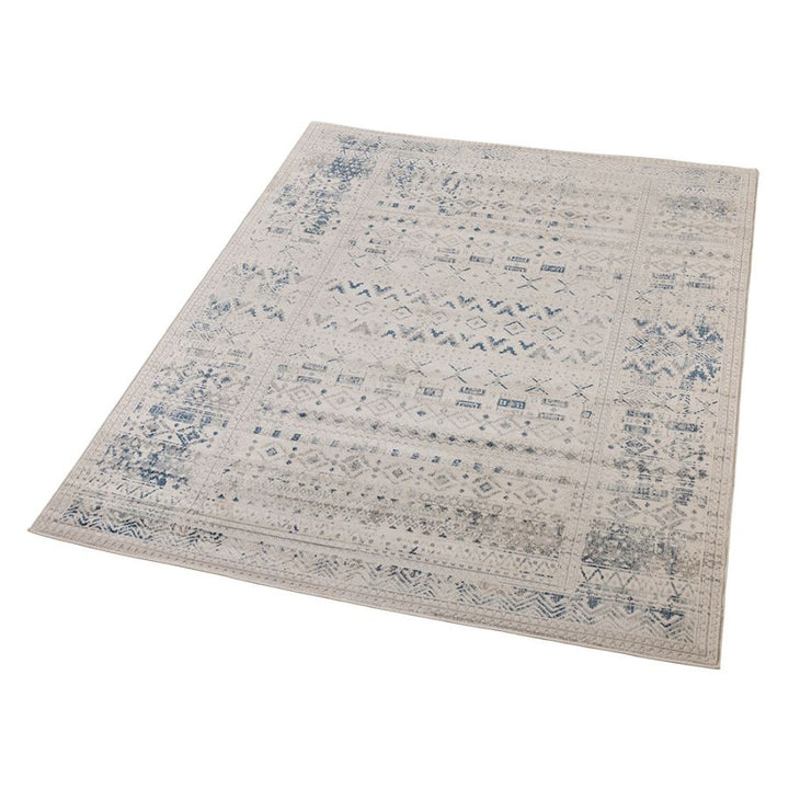 Izmir Navy and White Traditional Distrssed Large Rug