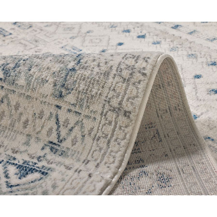 Izmir Navy and White Traditional Distrssed Large Rug