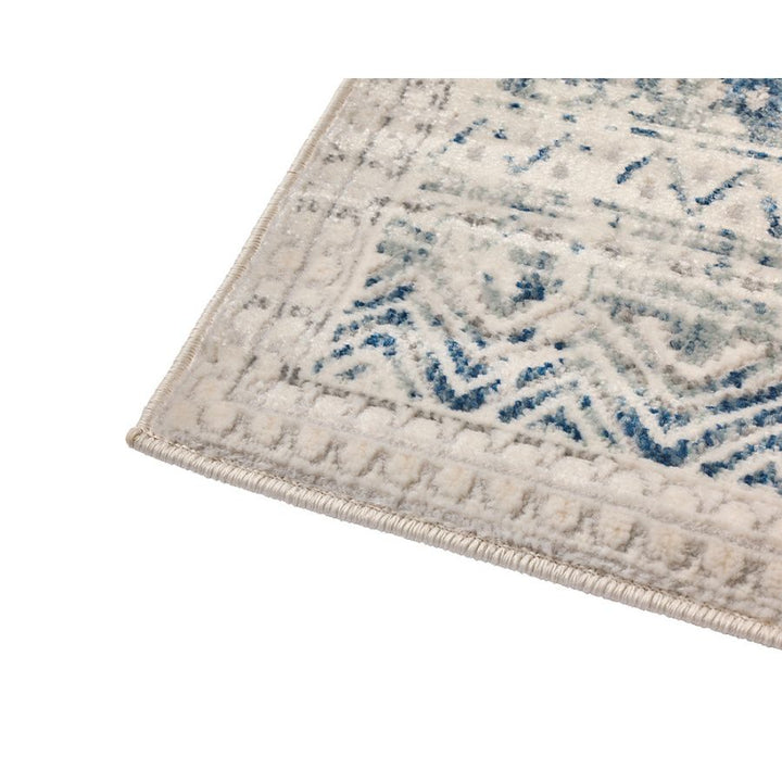 Izmir Navy and White Traditional Distrssed Large Rug