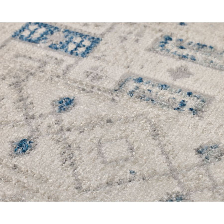 Izmir Navy and White Traditional Distrssed Large Rug