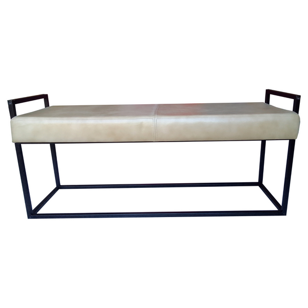 Jal Beige Genuine Leather Seat Bench - 120 CM - Fab Habitat , Benches, 