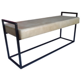 Jal Beige Genuine Leather Seat Bench - 120 CM - Fab Habitat , Benches, 