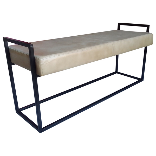 Jal Beige Genuine Leather Seat Bench - 120 CM - Fab Habitat , Benches, 