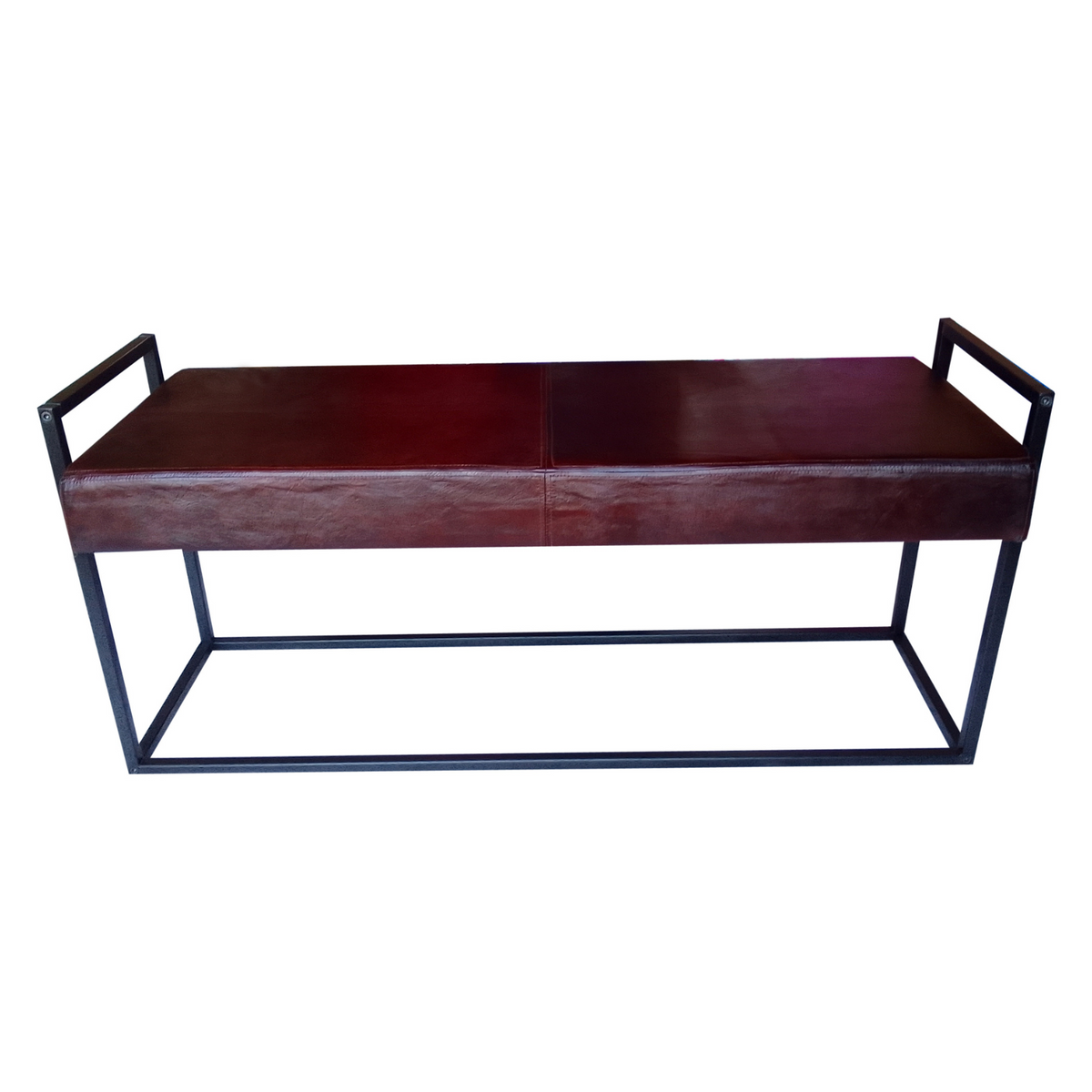 Jal Dark Brown Genuine Leather Seat Bench - 120 CM - Fab Habitat , Benches, 