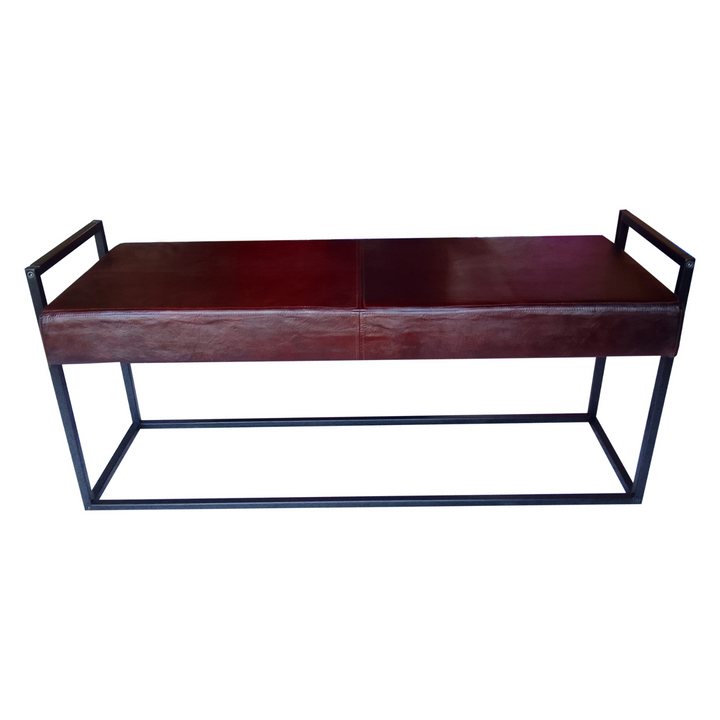 Jal Dark Brown Genuine Leather Seat Bench - 120 CM - Fab Habitat , Benches, [product_size],