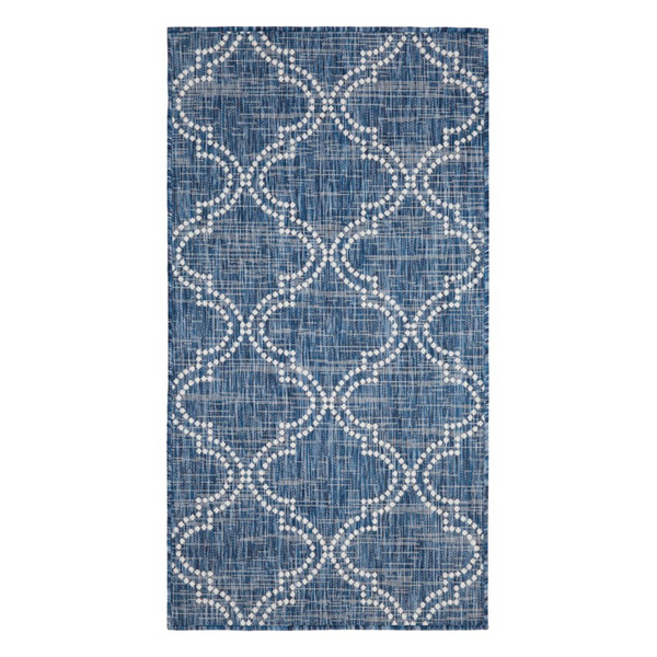 Jinju Blue Trellis Polypropylene Large Outdoor Rug - Fab Habitat , Outdoor Rugs,