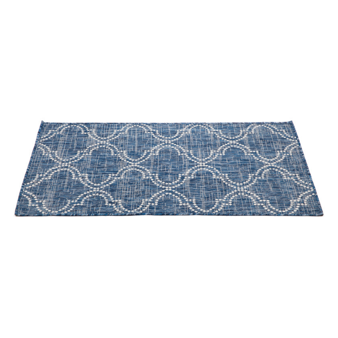 Jinju Blue Trellis Polypropylene Large Outdoor Rug - Fab Habitat , Outdoor Rugs, 