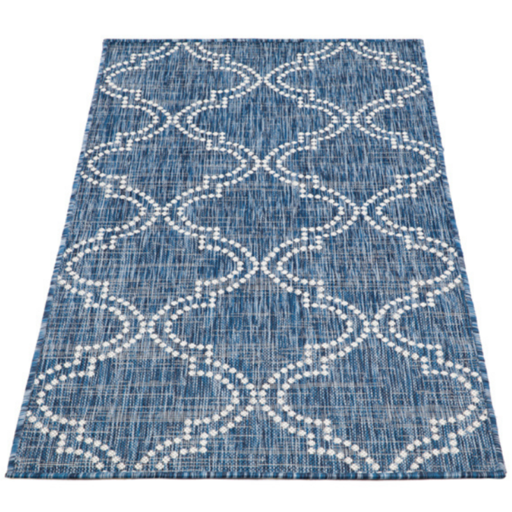 Jinju Blue Trellis Polypropylene Large Outdoor Rug - Fab Habitat , Outdoor Rugs, 