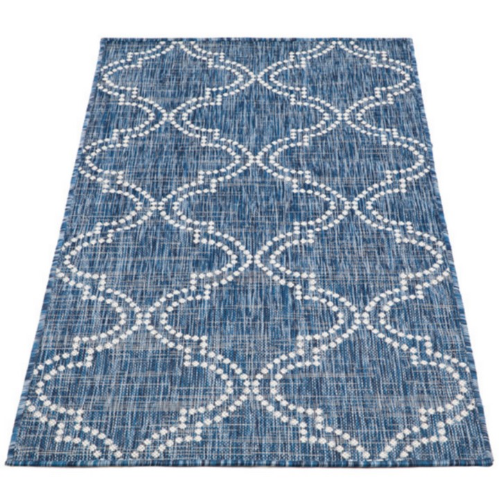 Jinju Blue Trellis Polypropylene Large Outdoor Rug - Fab Habitat , Outdoor Rugs, [product_size],
