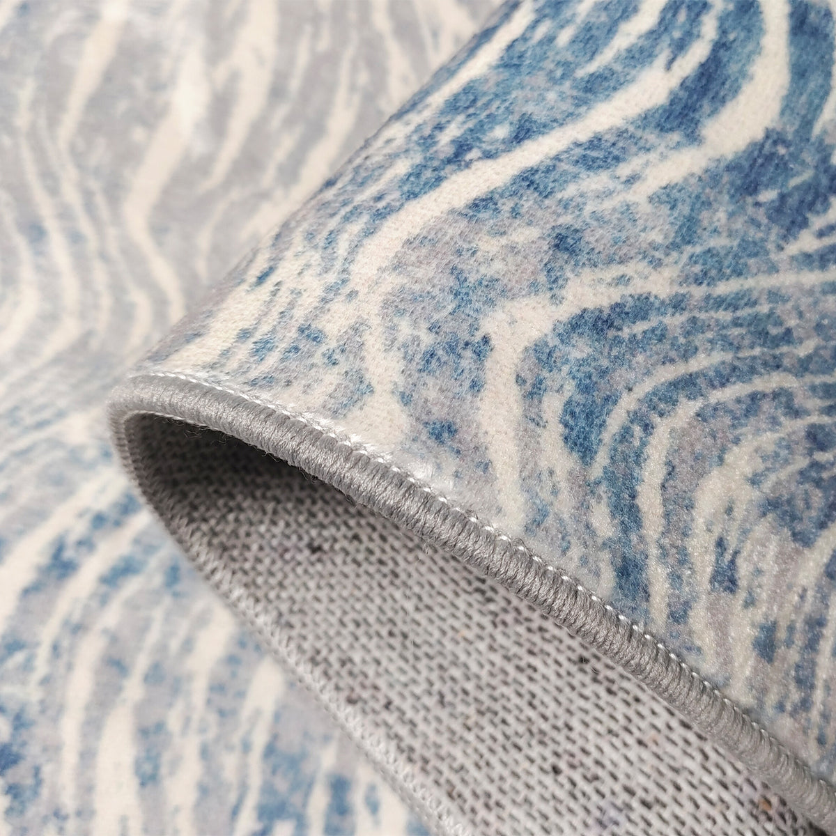 60 cm x 180 cm Shikar Blue Machine Washable Non Slip Kitchen Mat - Fab Habitat , Machine Washable Kitchen Mats, 