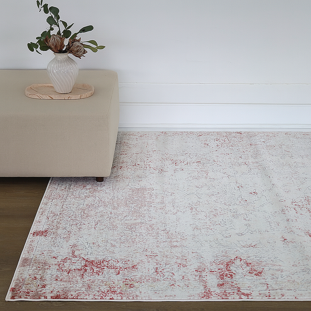 Khoasa Pale Rose Blush Modern Distressed Extra Large Rug