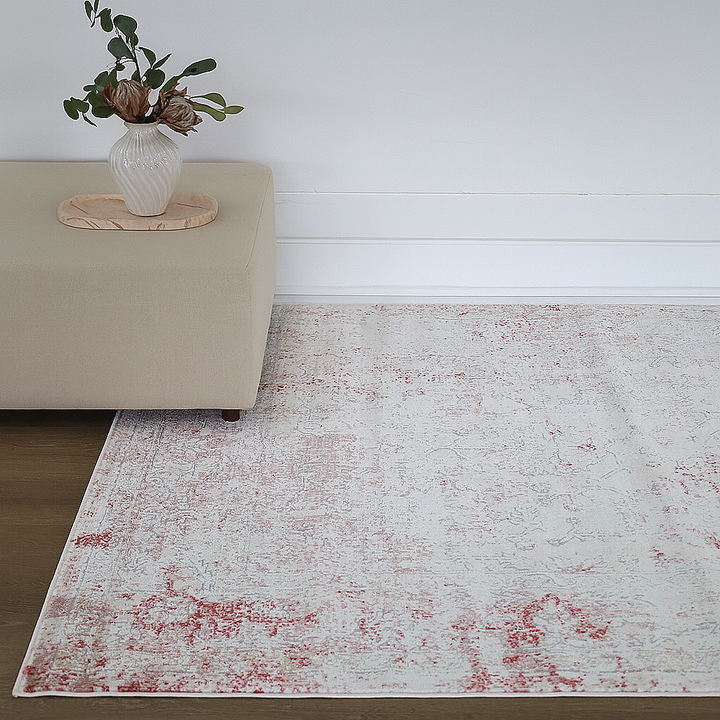 Khoasa Pale Rose Blush Modern Distressed Rug