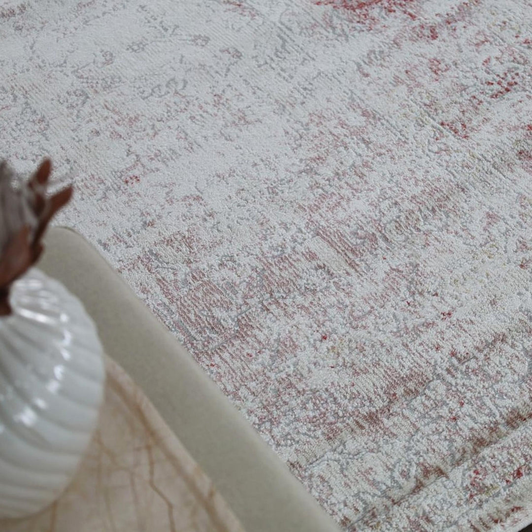 Khoasa Pale Rose Blush Modern Distressed Rug