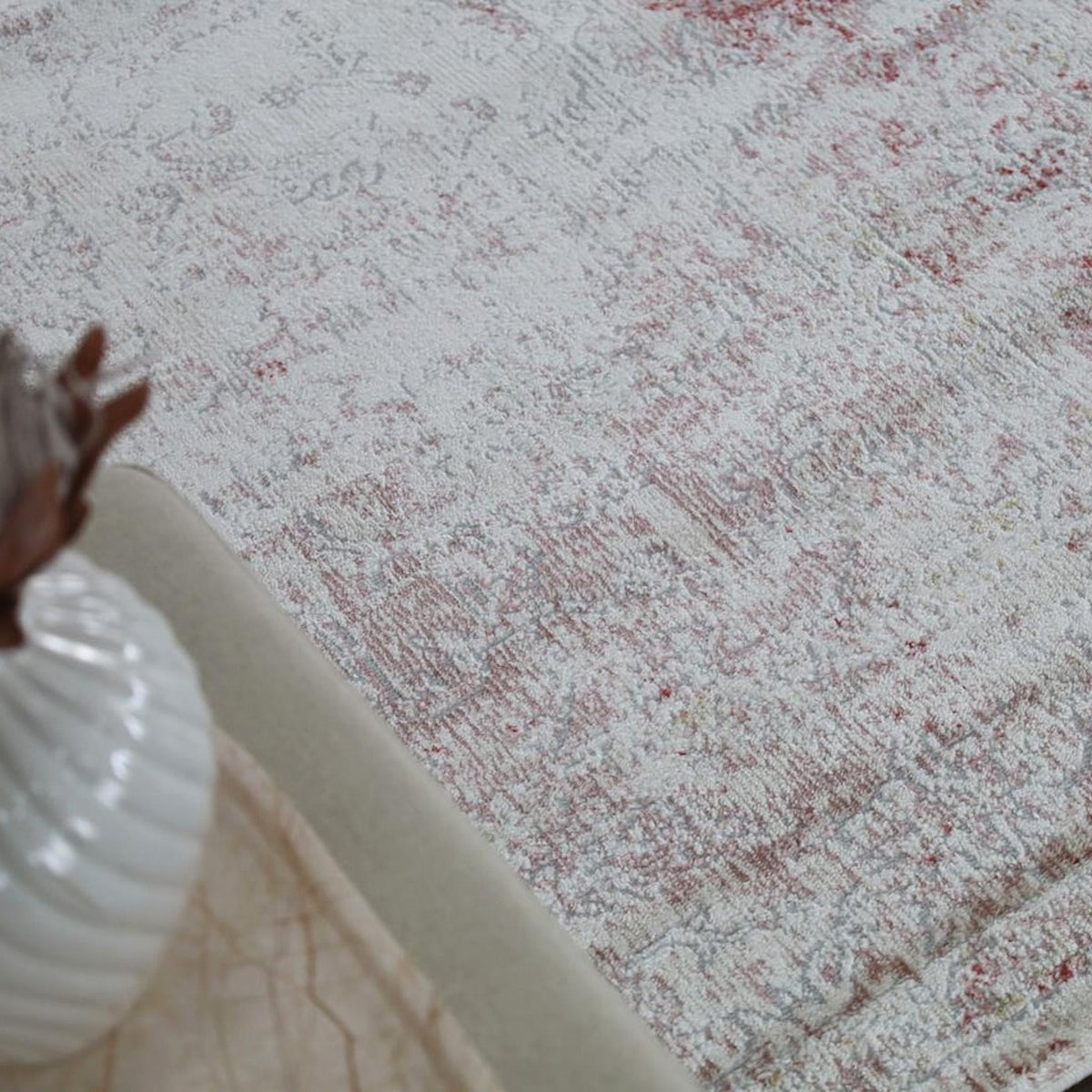 Khoasa Pale Rose Blush Modern Distressed Extra Large Rug