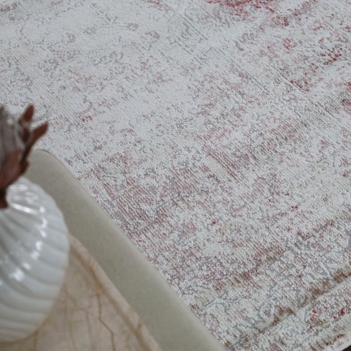 Khoasa Pale Rose Blush Modern Distressed Rug