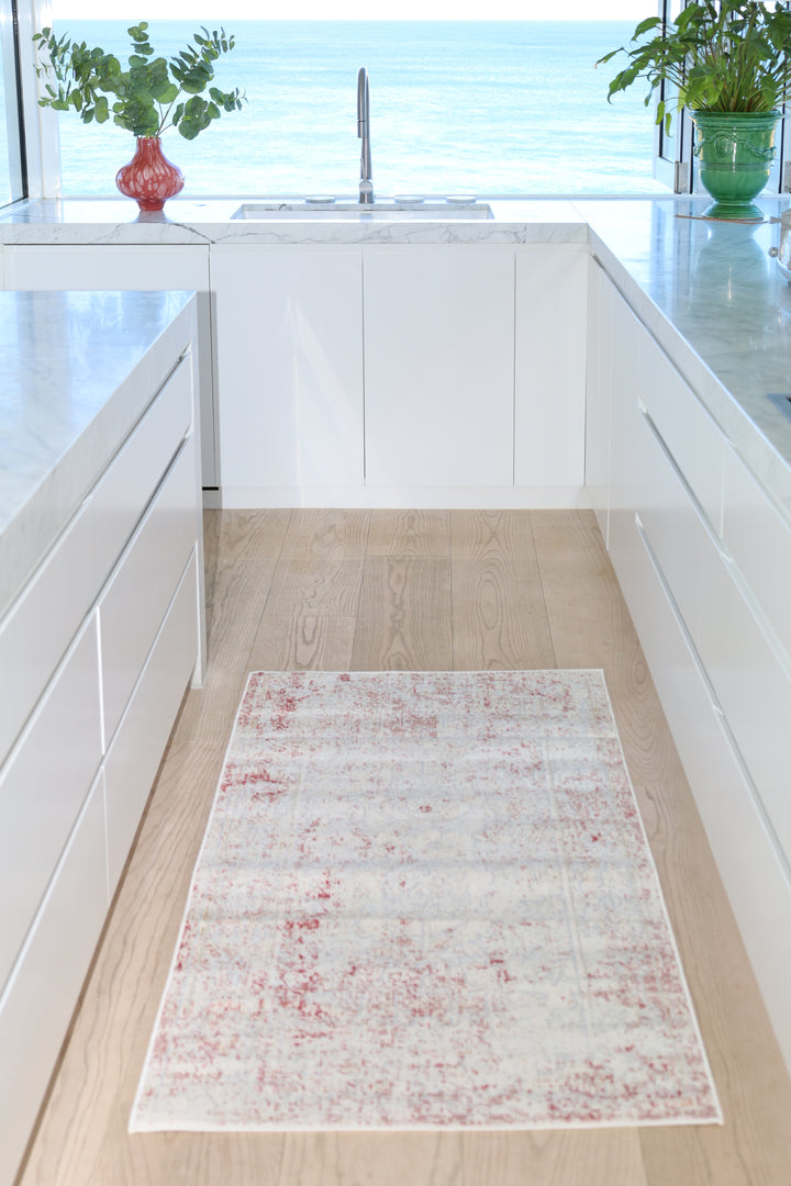 Khoasa Pale Rose Blush Modern Distressed Rug
