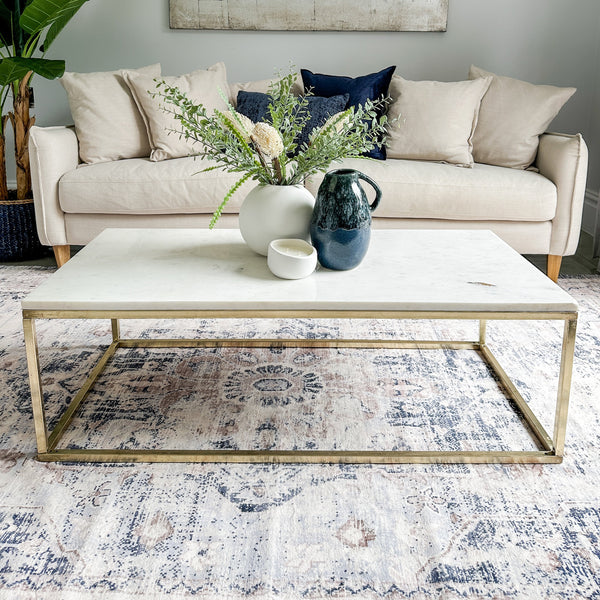 Jal Marble Top Gold Legs Large Coffee Table - Fab Habitat , Coffee Tables, 