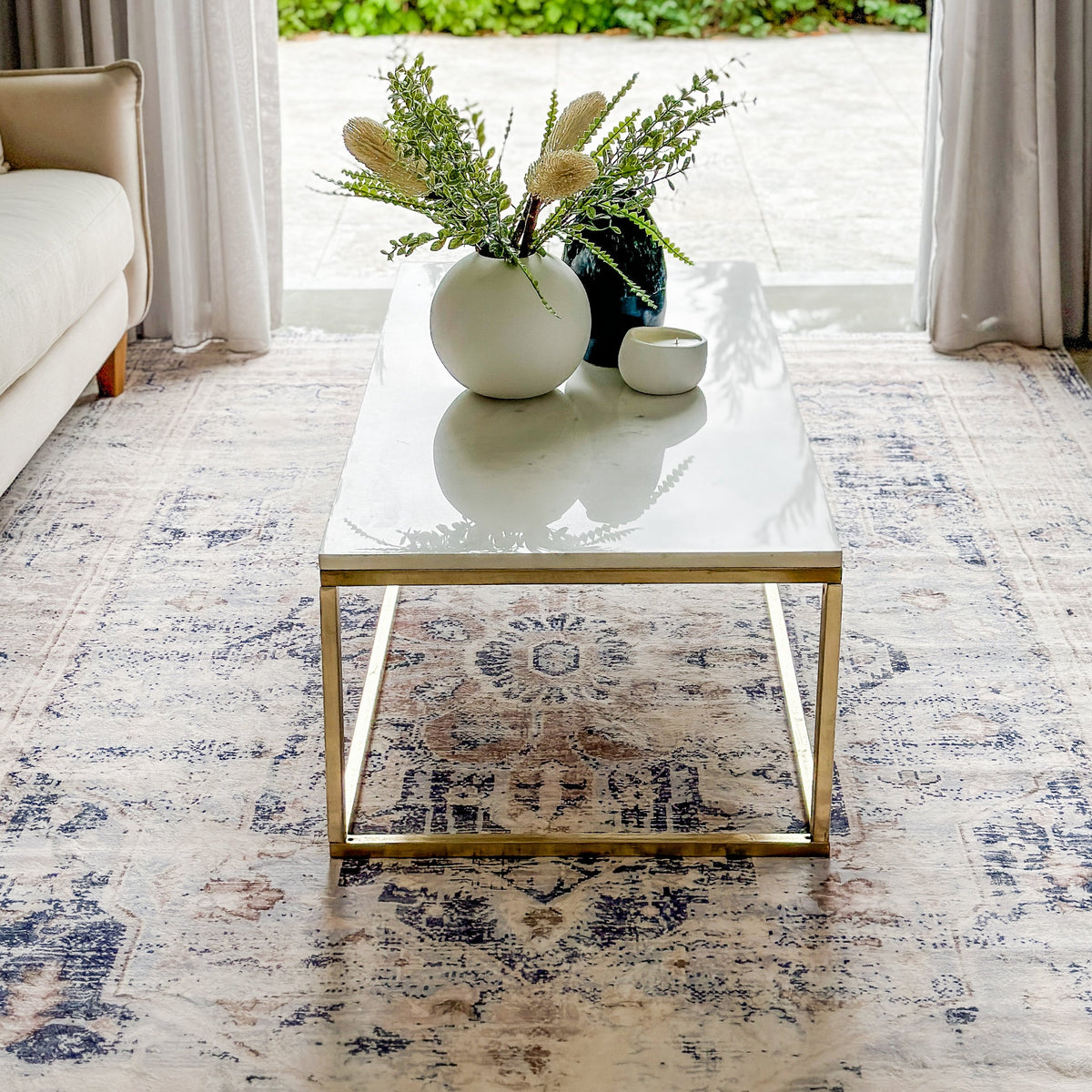 Jal Marble Top Gold Legs Large Coffee Table - Fab Habitat , Coffee Tables, 