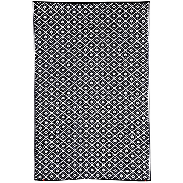 Kimberley Black and White Diamond Recycled Plastic Reversible Outdoor Rug - Fab Habitat , Recycled Plastic Rugs & Mats, 