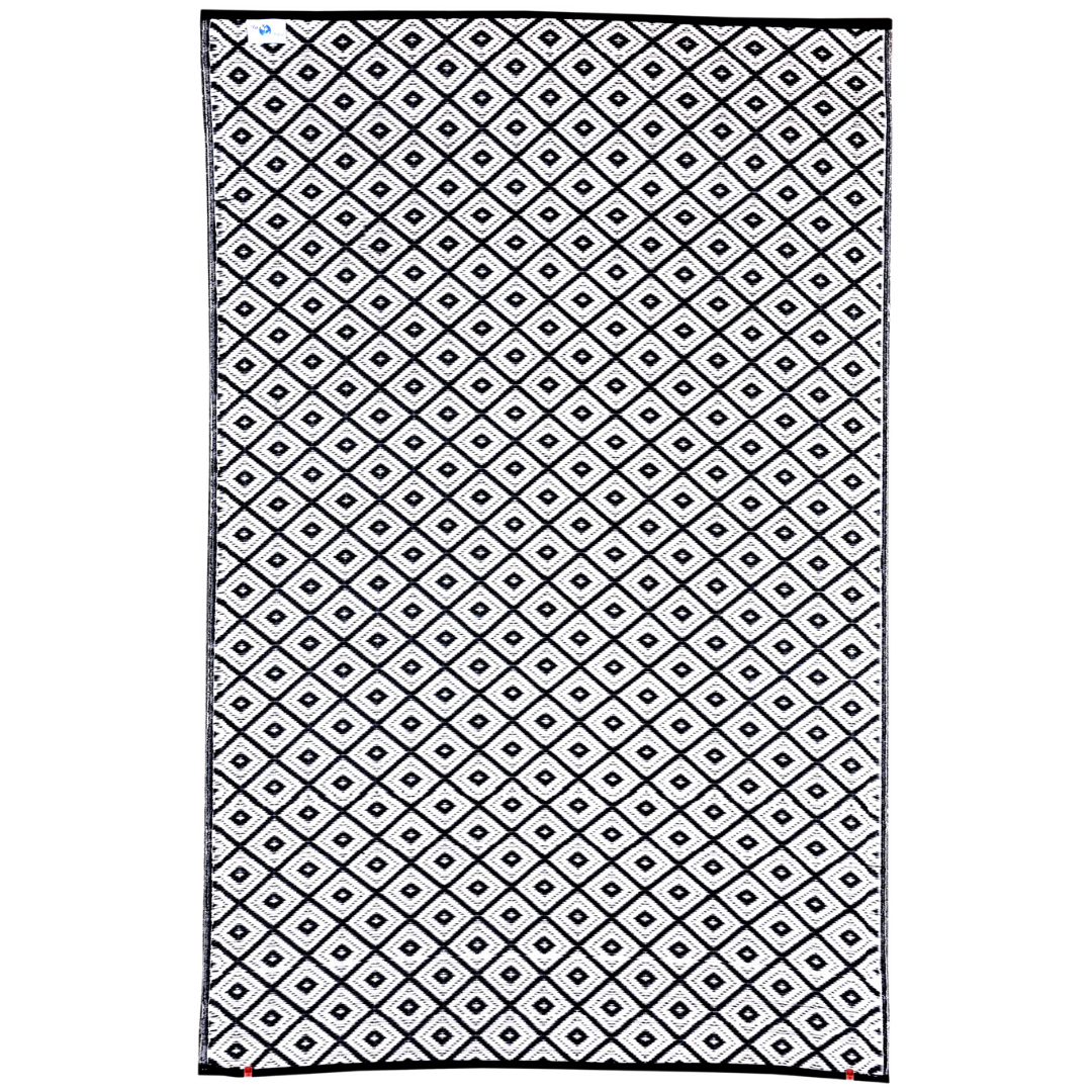 Kimberley Black and White Diamond Recycled Plastic Large Rug - Fab Habitat , Recycled Plastic Rugs & Mats, 