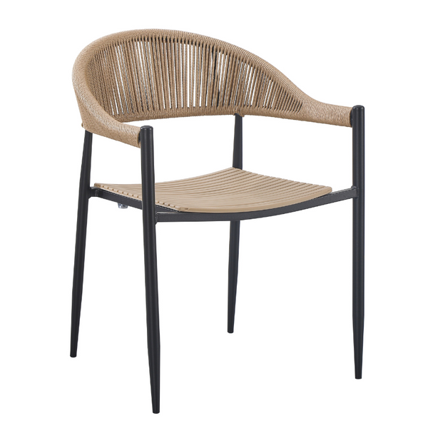 Knox beige and black dining chair – cane backrest with black wood frame – modern contrast style – buy online in Australia