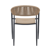 Side profile of Knox beige and black chair – wood and rattan combo – contemporary dining chair – buy online in Australia