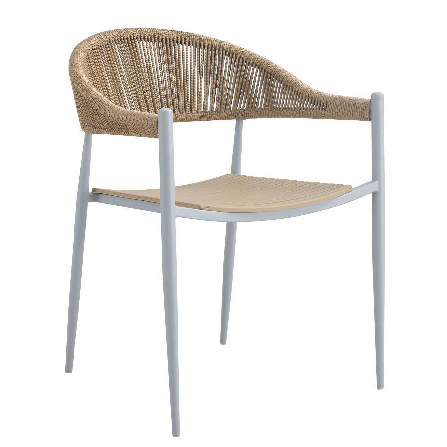 Knox beige and white dining chair – natural rattan backrest and wood frame – coastal style – buy online in Australia