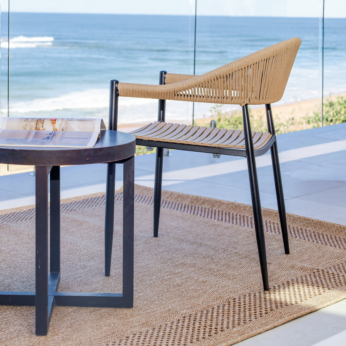 Knox Beige & Black Outdoor Dining Chair